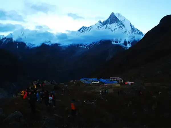 Awesome view of the Machapuchre Mountain