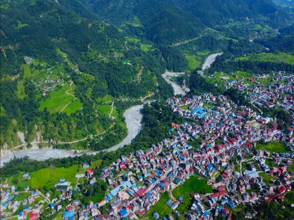 Besisahar village aerial views