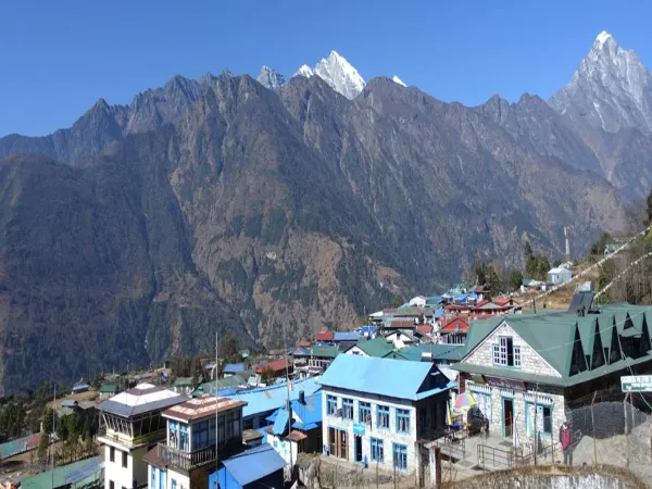 Lukla with mountains