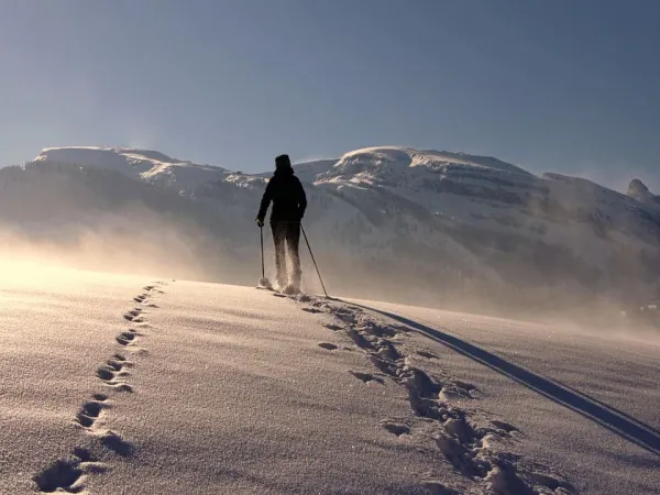 Trekker standing on the Thorong ridge in January