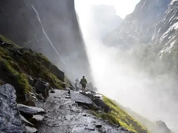 Trekker walking during the Manaslu Circuit Trek