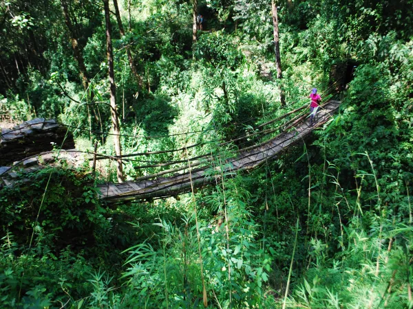 Wodden crossing bridge of the Annapurna