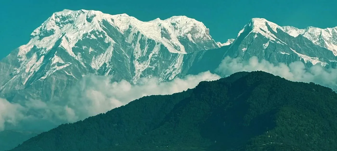 Beautiful Annapurna mountains and Ghandruk hills