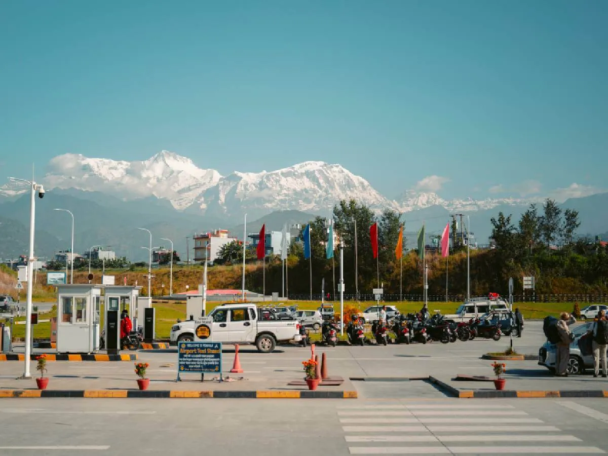 Beautiful mountains and airport at Pokhara valley