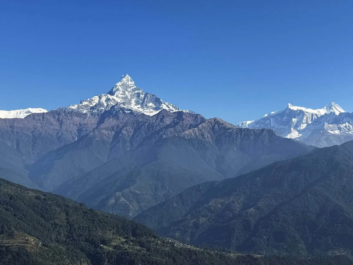 Fish tail mountain seen from helicopter