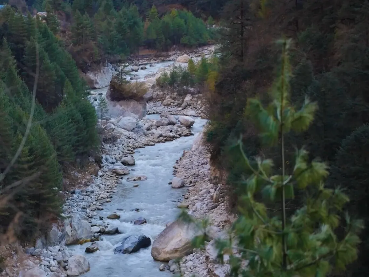 Glacier river flowing on the EBC trail