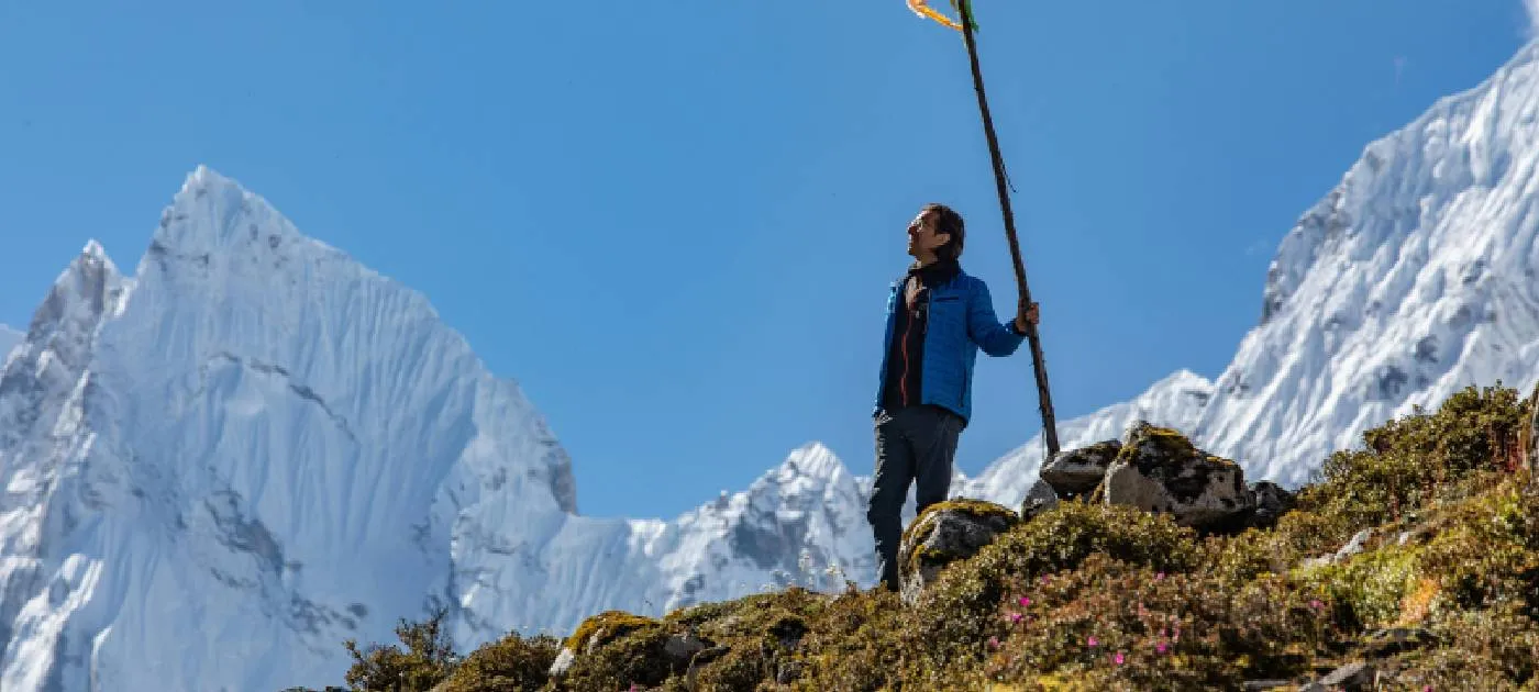 Guide capturing moment in Nepal