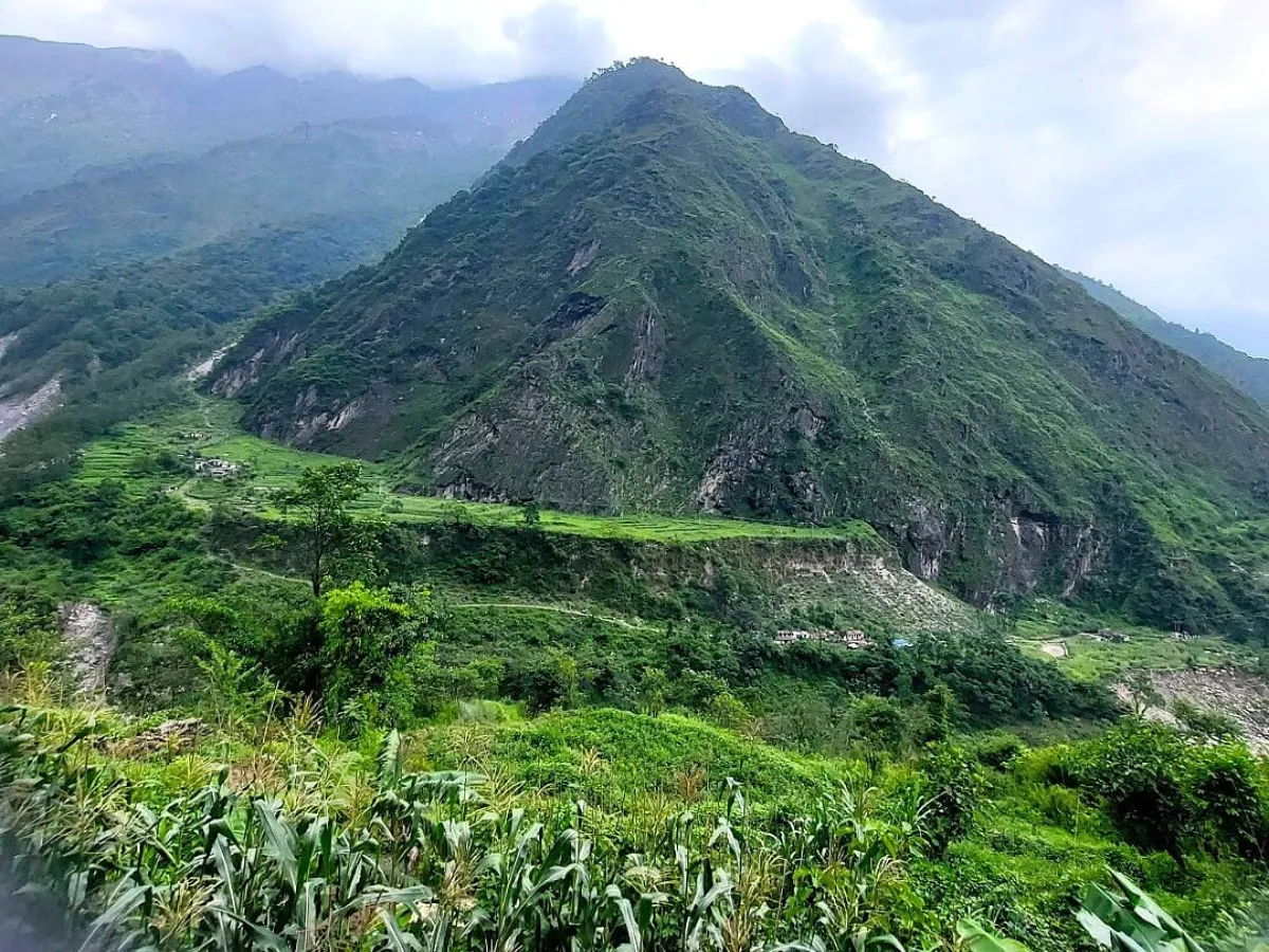 Lush green hills seen in Marpha