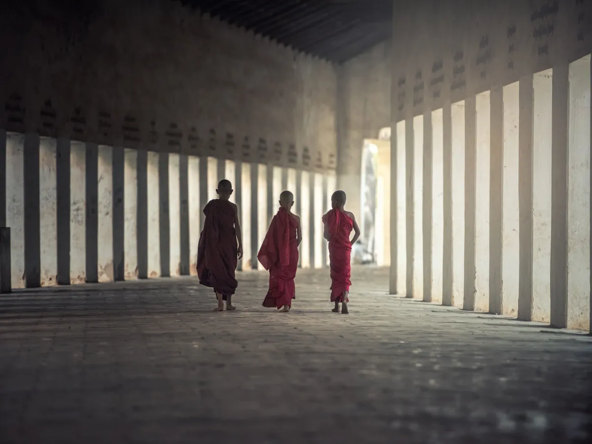 Monk walking in lumbini