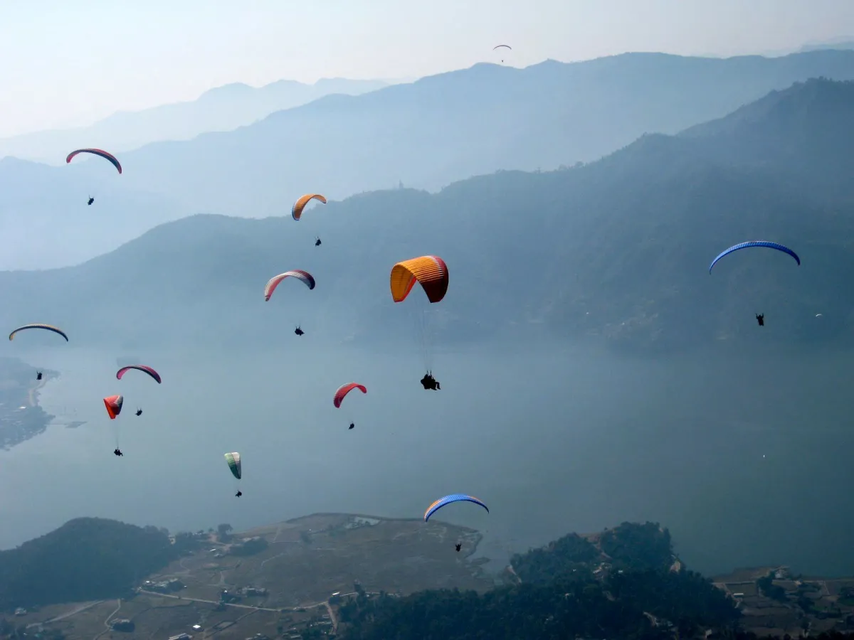 Paragliding over Phewa Lake