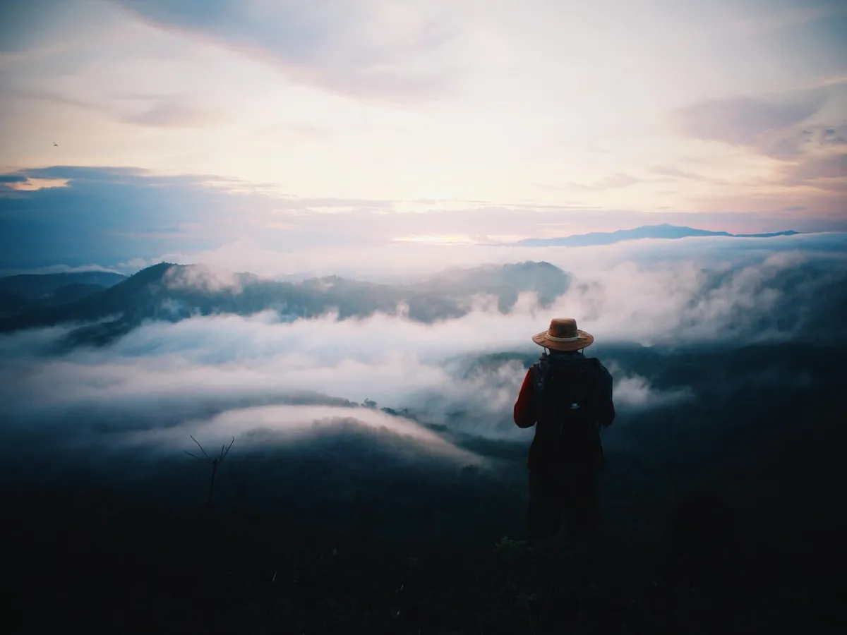 Person standing at top of Manung kot danda