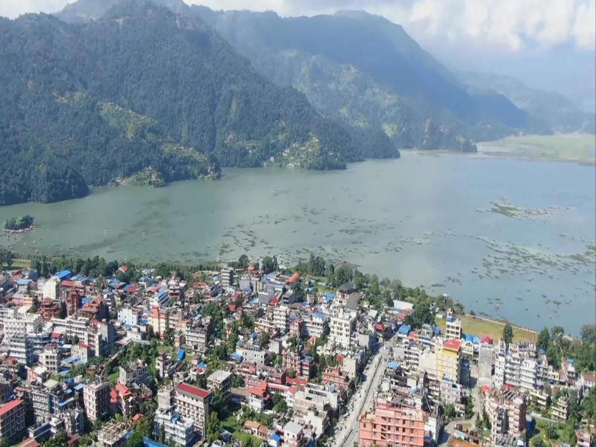 Phewa lake seen from Helicopter
