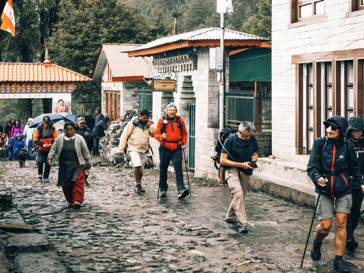 Senior walking on Lukla