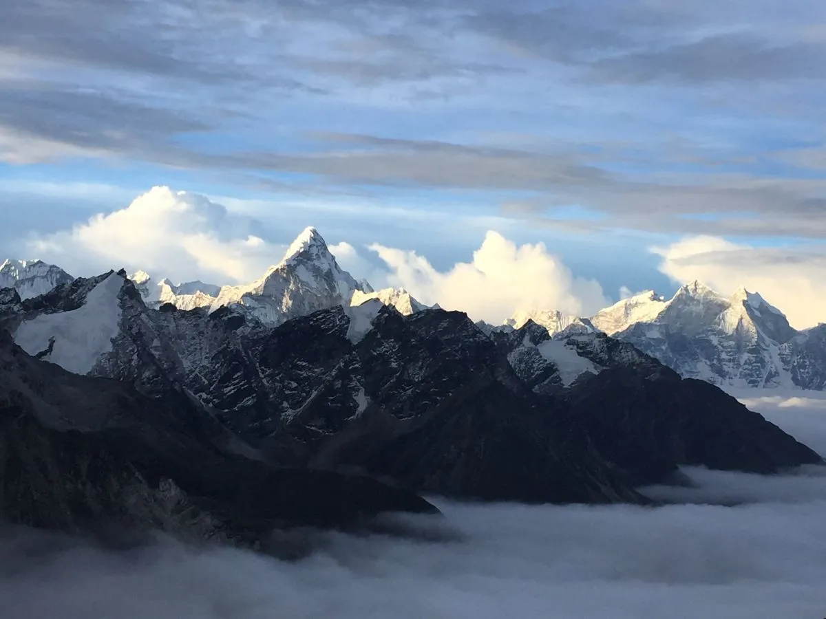 Sunrise over Everest ranges seen from Everest view hotel