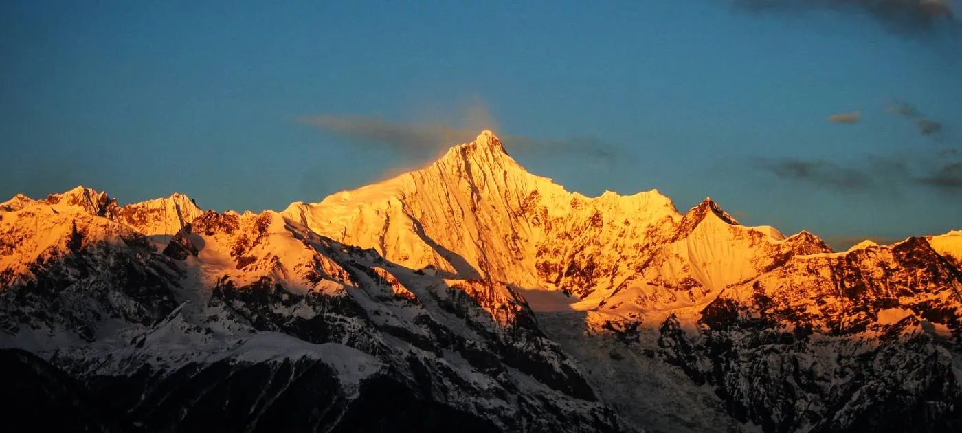 Sunrise over high altitude mountains