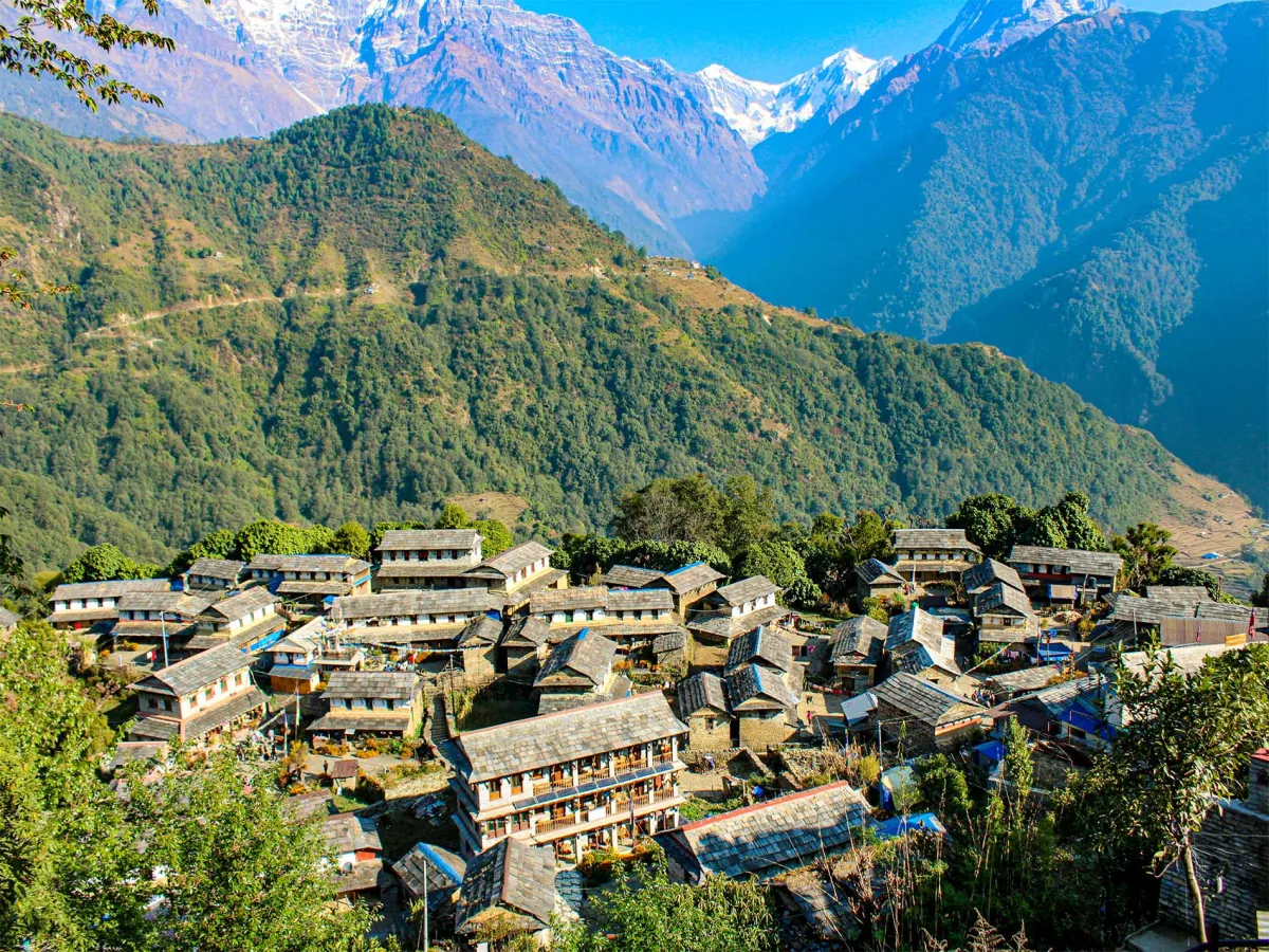 Traditional village situated over the trail