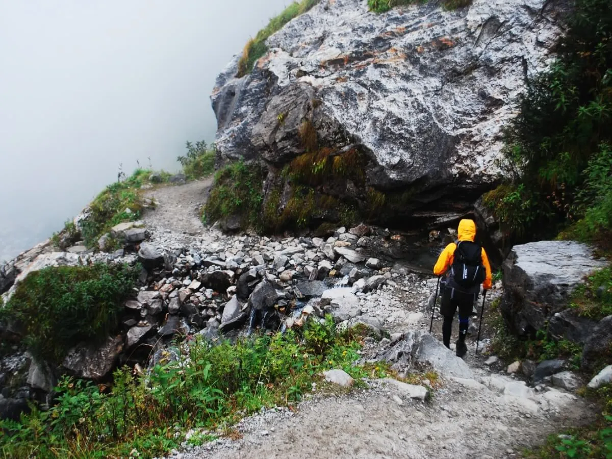 Trekker walking on Deurali