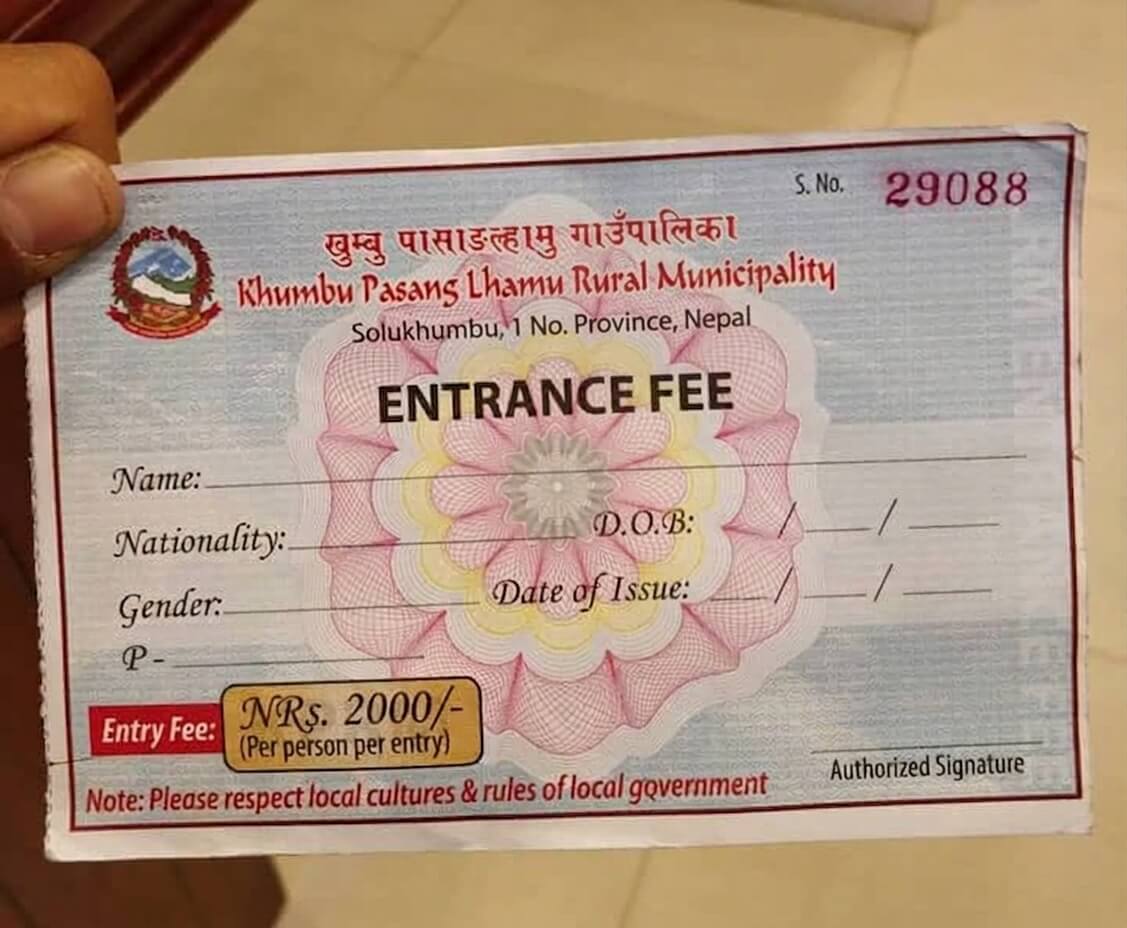 Khumbu Pasang Lhamu Rural Municipality Permit for EBC