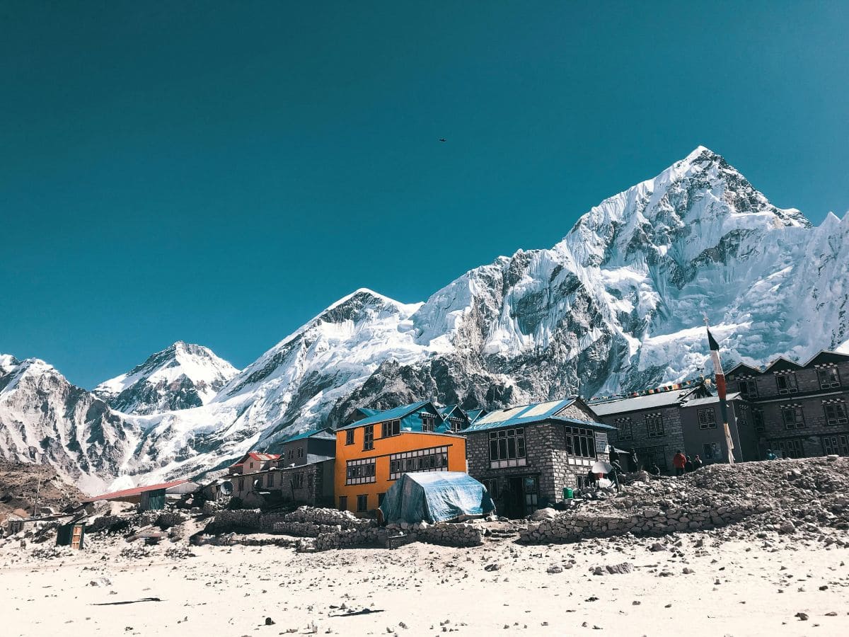 Beautiful tea House at dingboche at the Everest back drop