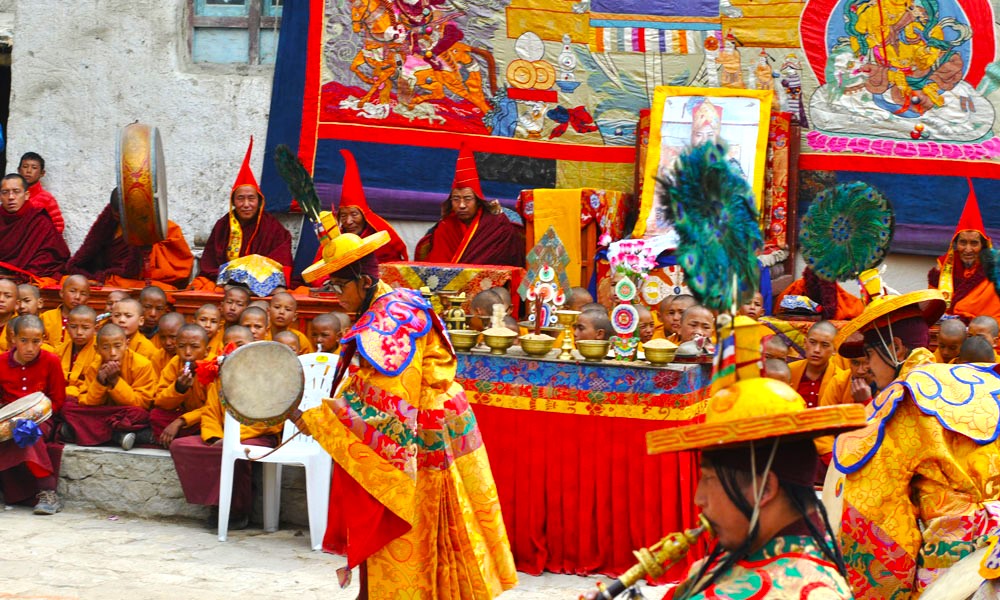 People celebrating Tiji festival in Upper mustang.