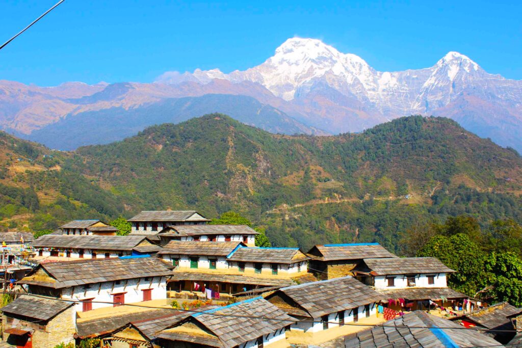 Home with a view! A traditional house nestled in the heart of the Himalayas.