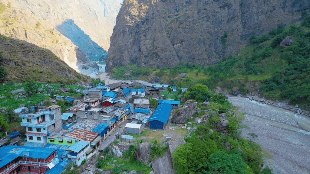 Jagat Village during Manaslu circuit trek in September