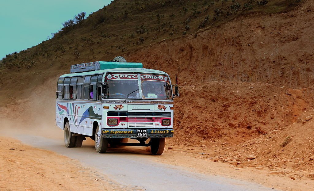 Public transport bus in Nepal used to reach the Manaslu region