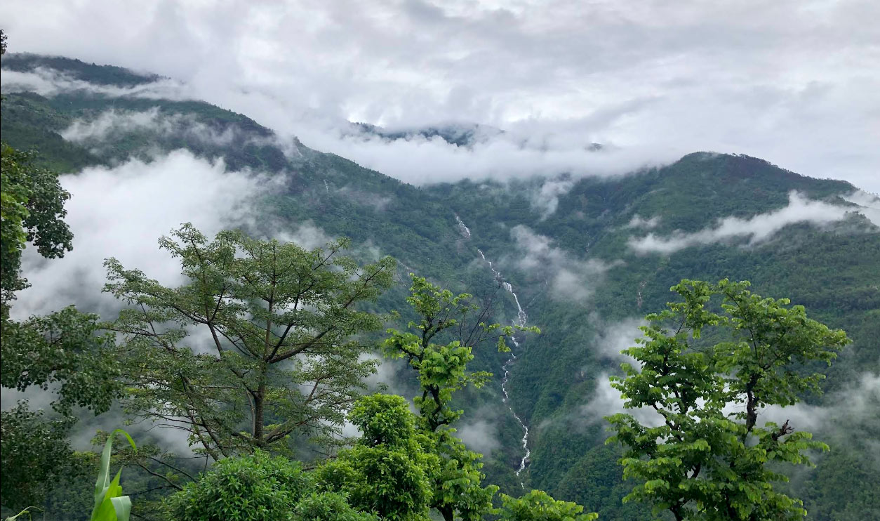 Mailung Danda with Clouds in Monsoon