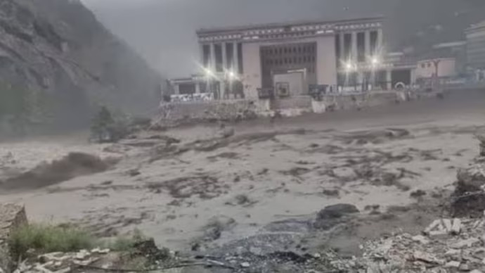 Flood Damages Kerung Bridge, showing collapsed infrastructure and heavy water flow disrupting the Kailash Mansarovar Yatra route.