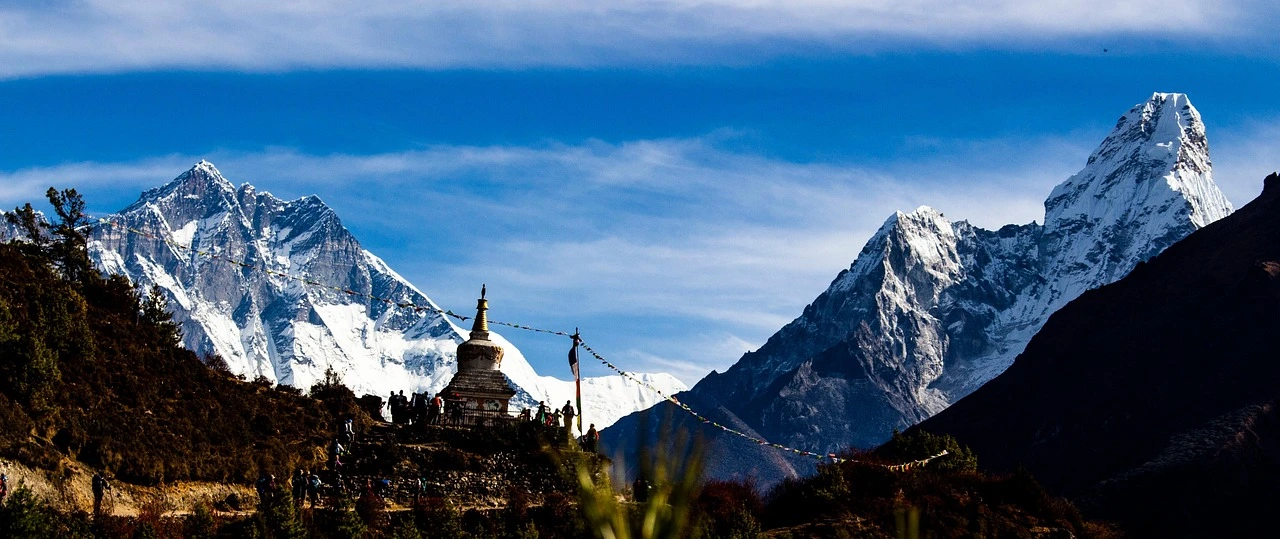 A Buddhist monastery perched in the Everest region, showcasing Himalayan architecture and spiritual serenity.