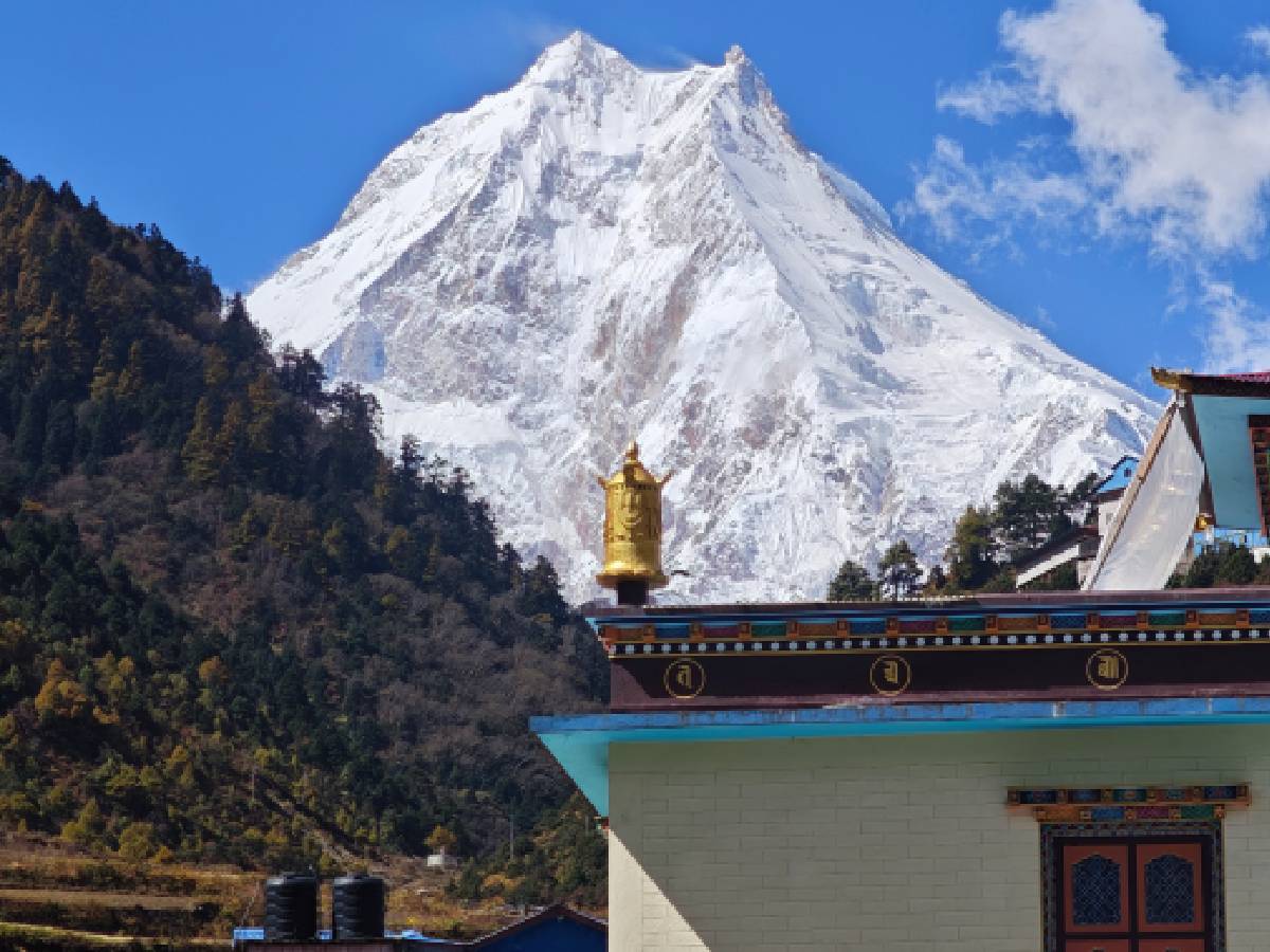 Manaslu ranges seen from monastery