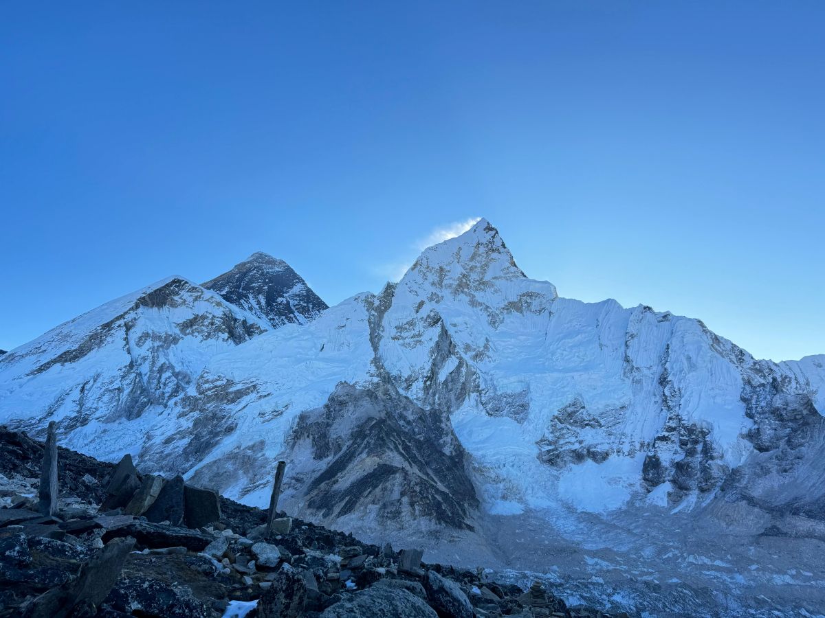 Mount Everest peak in Nepal inside Khumbu region