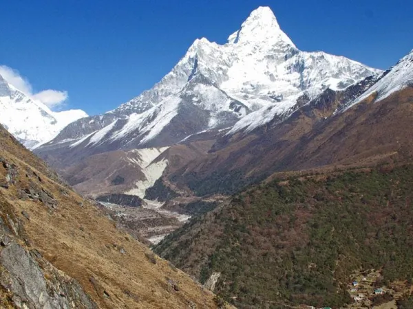 Ama Dablam Peak Seen During Heli Flight
