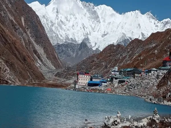 Beautiful Gokyo Lake And Valley Reflecting The Blue Water
