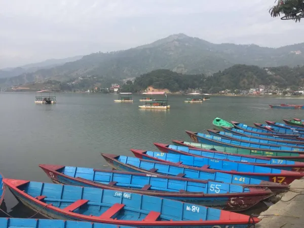 Boats Parked At Phewa Lake