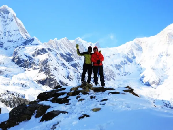 Climbers Clicking Picture At Annapurna Base Camp