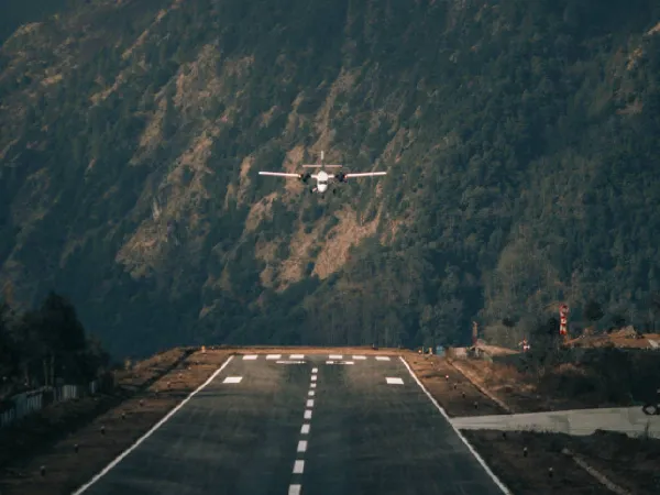 Domestic Flight Landing At Lukla Airport