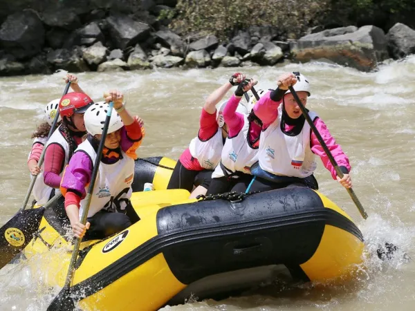 Group Enjoying Upper Seti White Water Rafting Experience