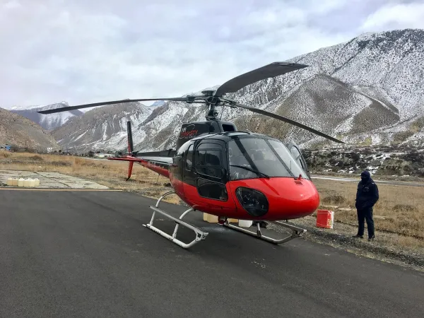 Helicopter At Jomsom Airport