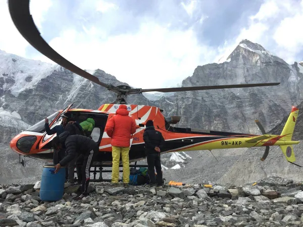 Helicopter Landing At Everest Base Camp