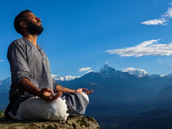 Meditation Done On The Hills With The Cold Breeze Of Cold Air Splasing