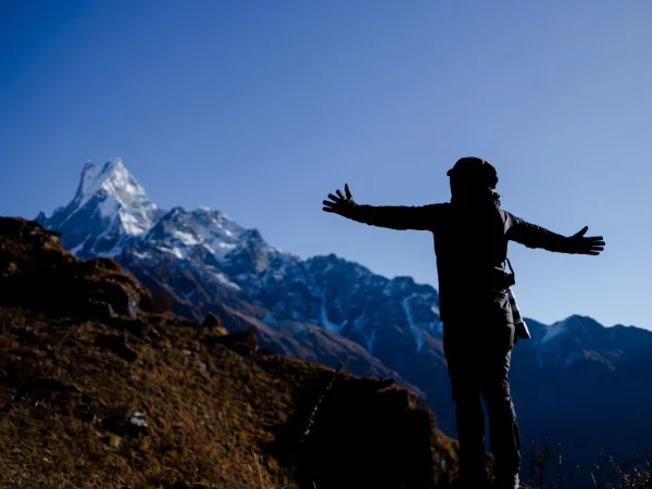 Trekker Clicking Pictures At Mardi Himal View Point