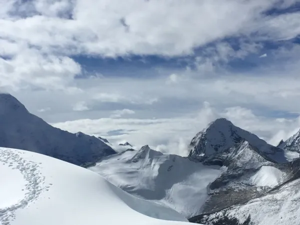 Trekker Walking Over The Thorong La Pass