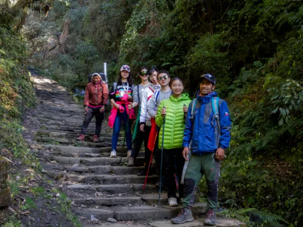 Trekkers Getting Ready To Walk On The Off Season Trail