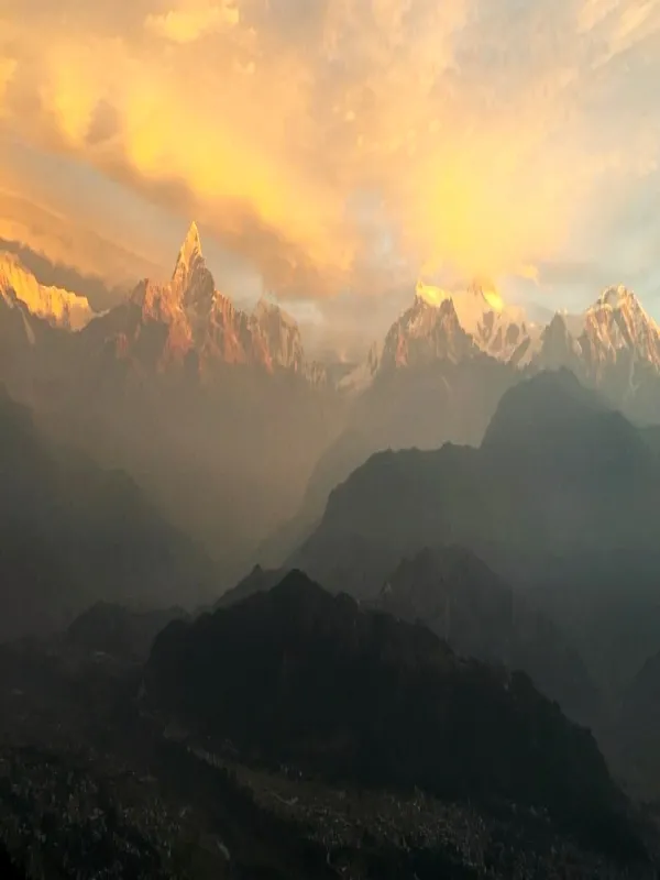 Golden sunrise seen from Sarangkot hiking