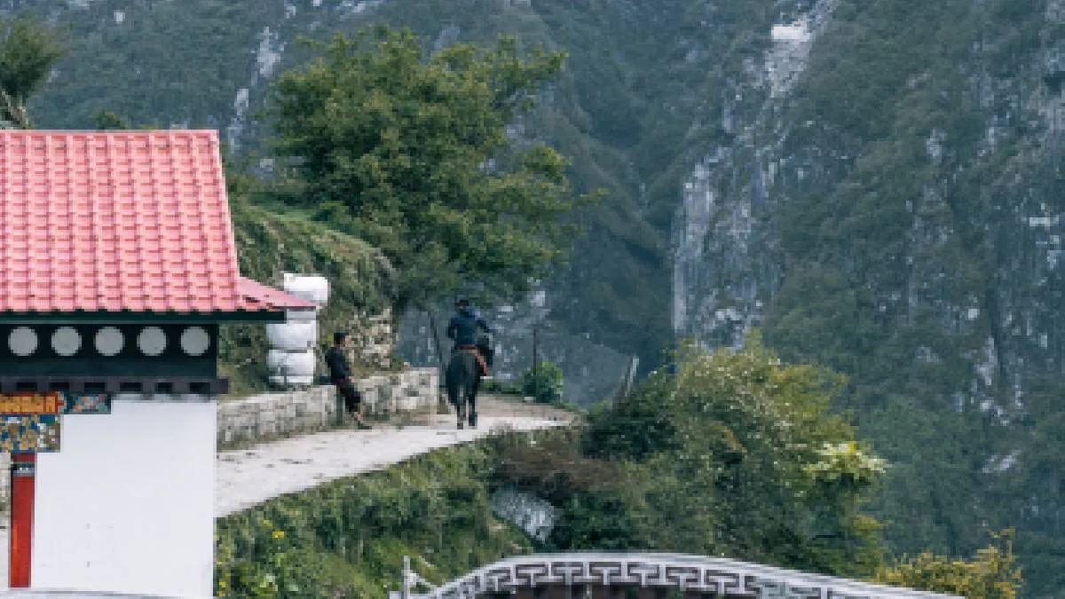 man-walking-on-horse-at-namche