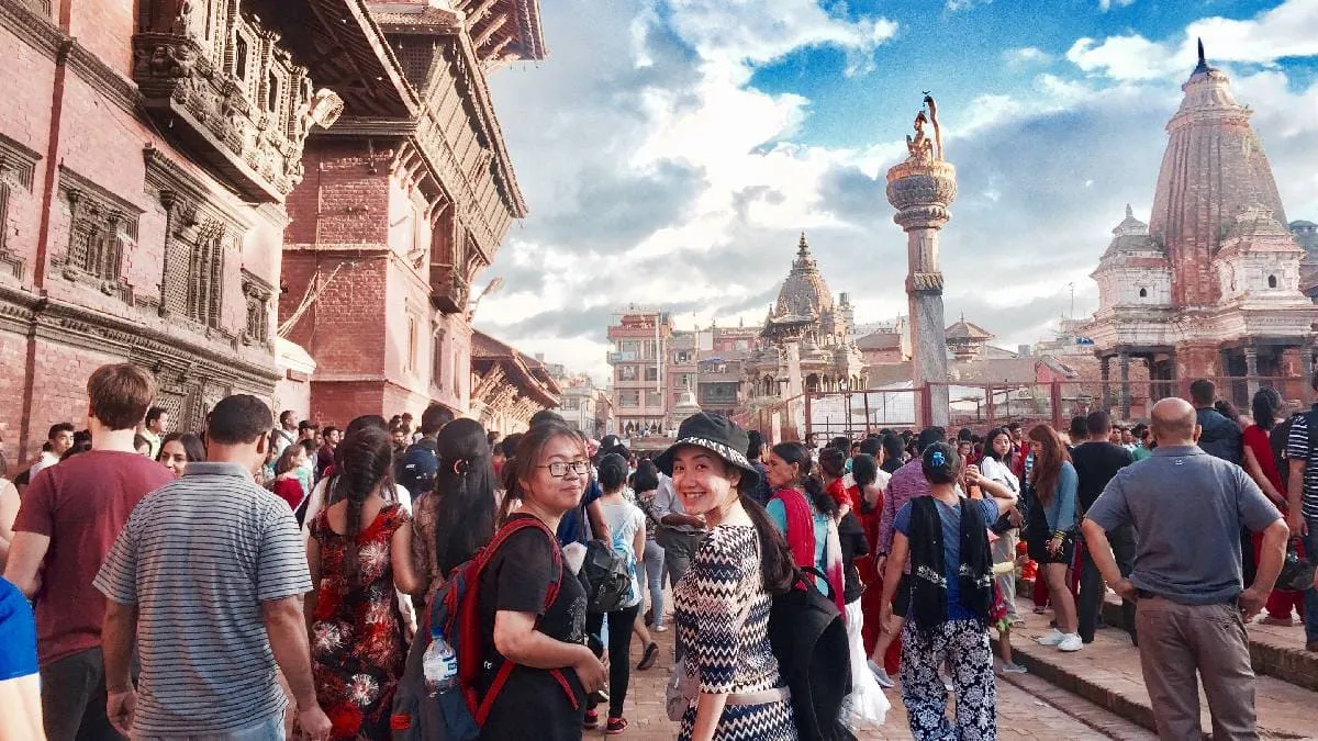 trekker-enjoying-their-arrival-in-kathmandu