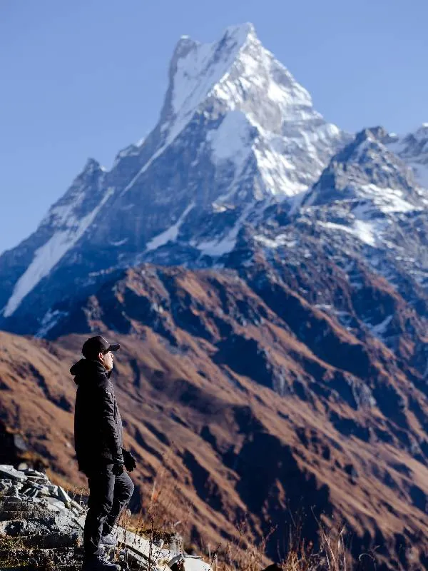 Man standing at Mardi Himal view point
