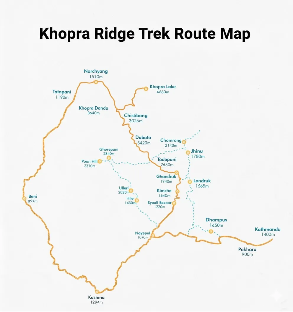 Khopra Ridge trek Map