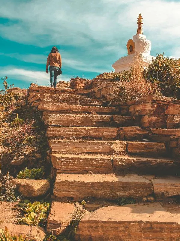 Traveler walking in Pokhara
